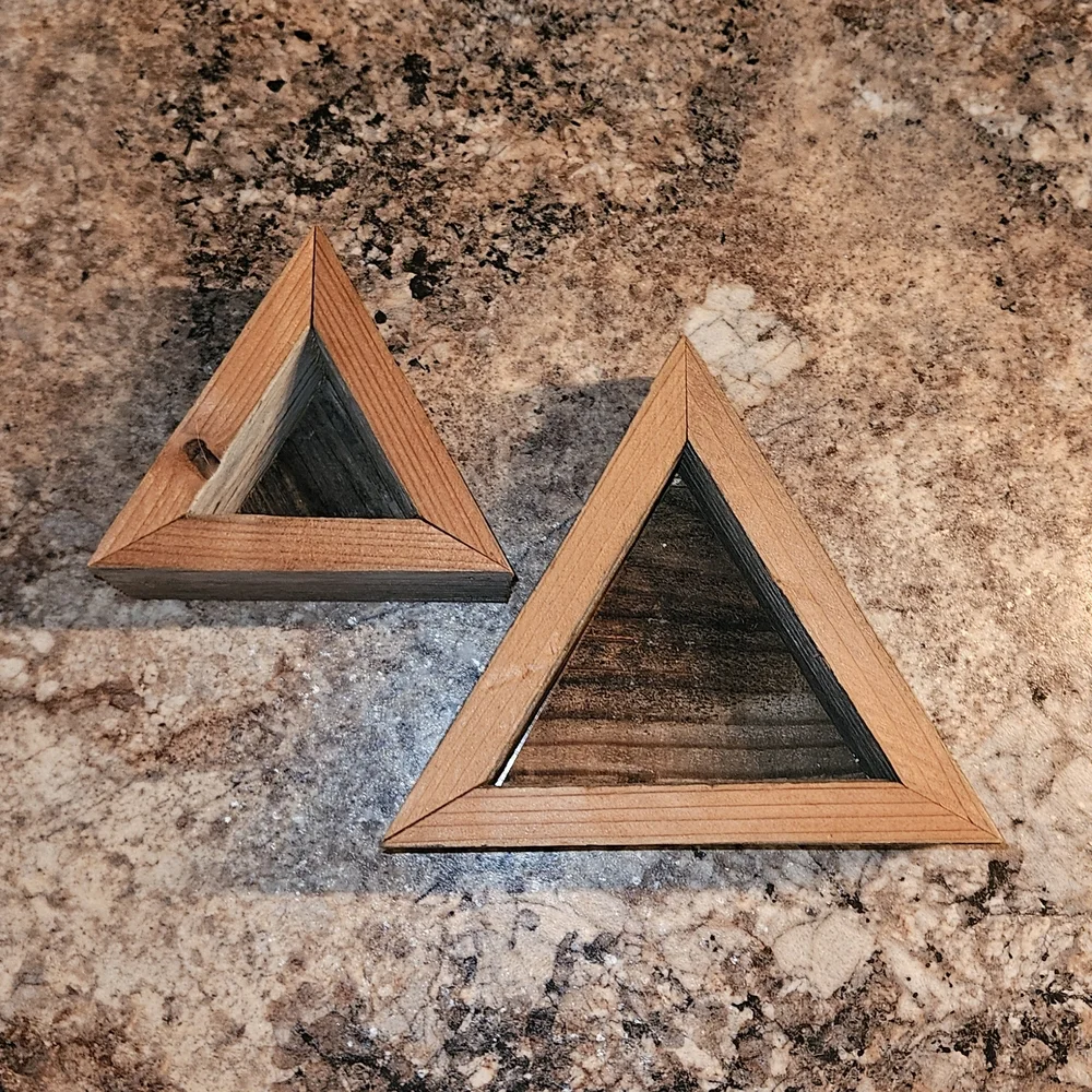 Alibi Interiors California | Handmade Rustic Wooden Triangle Set